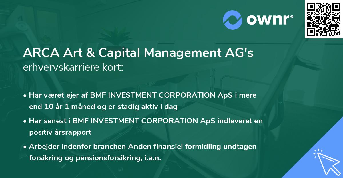 ARCA Art & Capital Management AG's erhvervskarriere kort