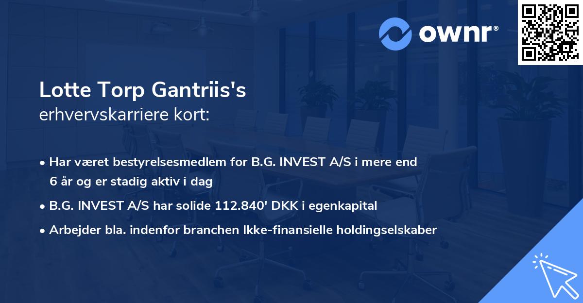 Lotte Torp Gantriis's erhvervskarriere kort