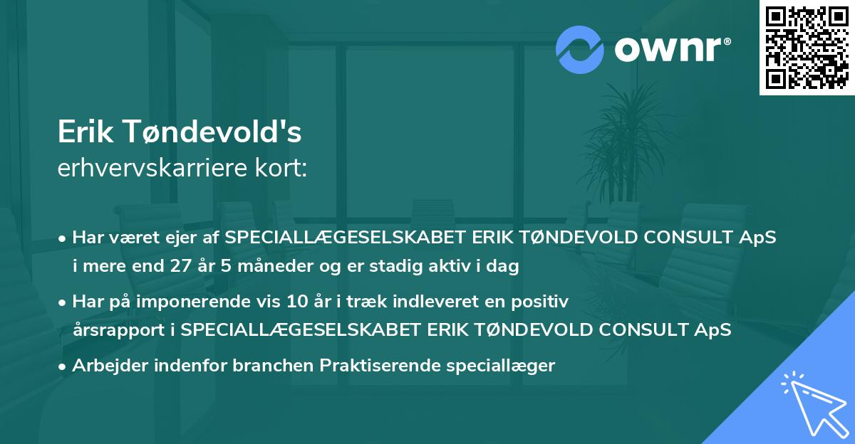 Erik Tøndevold's erhvervskarriere kort