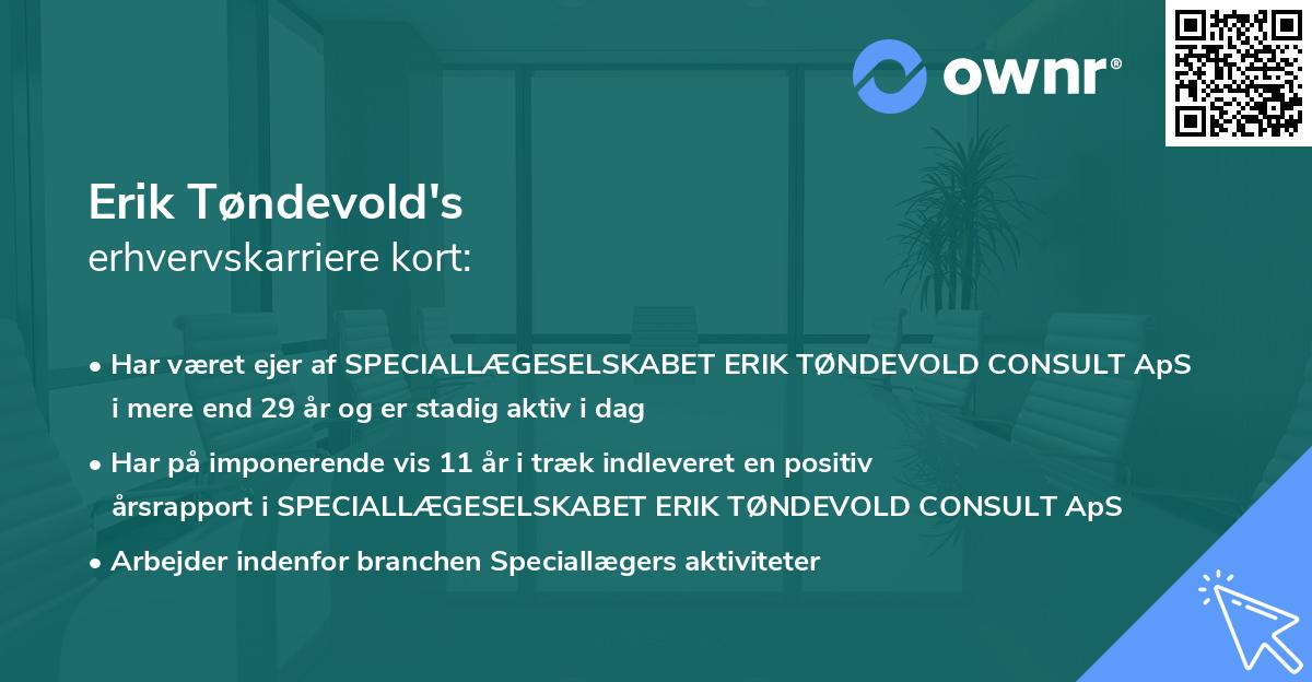 Erik Tøndevold's erhvervskarriere kort