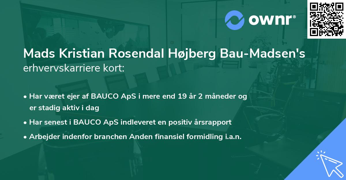 Mads Kristian Rosendal Højberg Bau-Madsen's erhvervskarriere kort