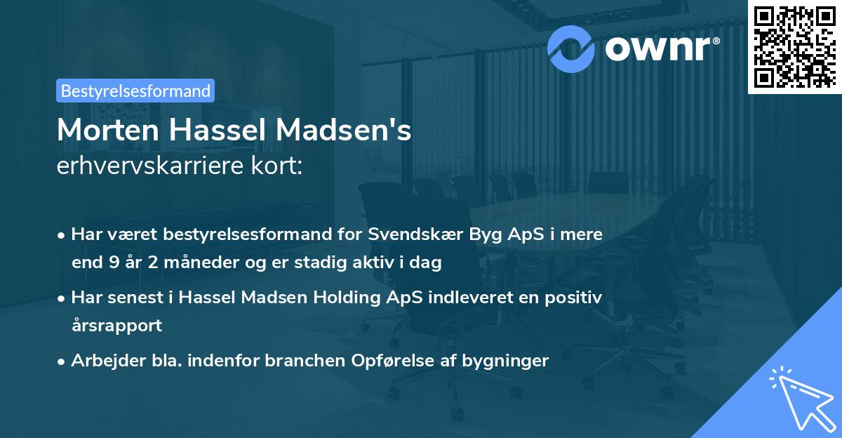 Morten Hassel Madsen's erhvervskarriere kort