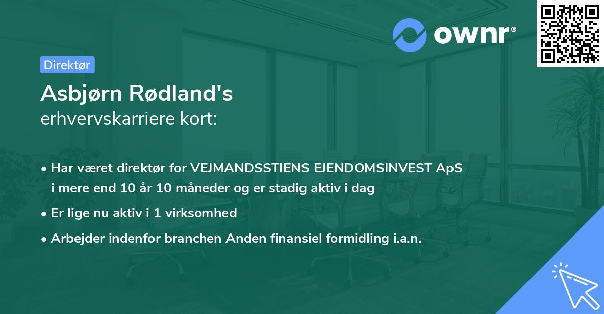 Asbjørn Rødland's erhvervskarriere kort