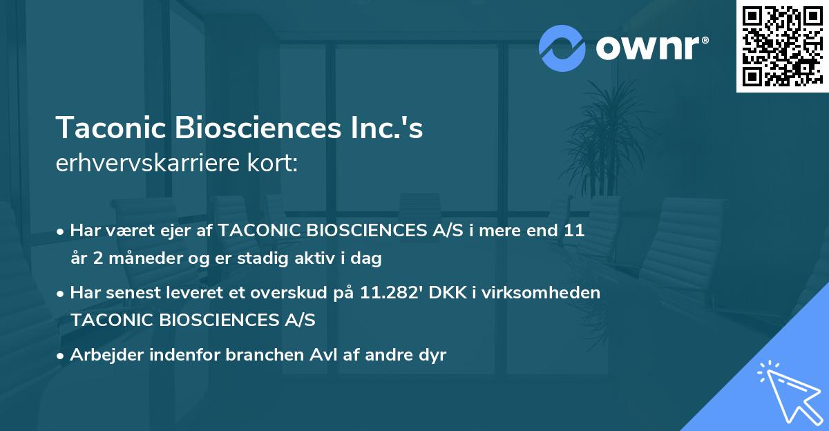 Taconic Biosciences Inc.'s erhvervskarriere kort