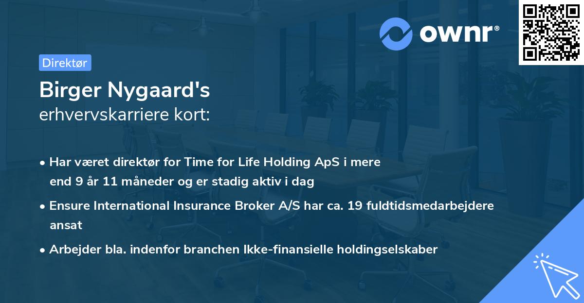 Birger Nygaard's erhvervskarriere kort