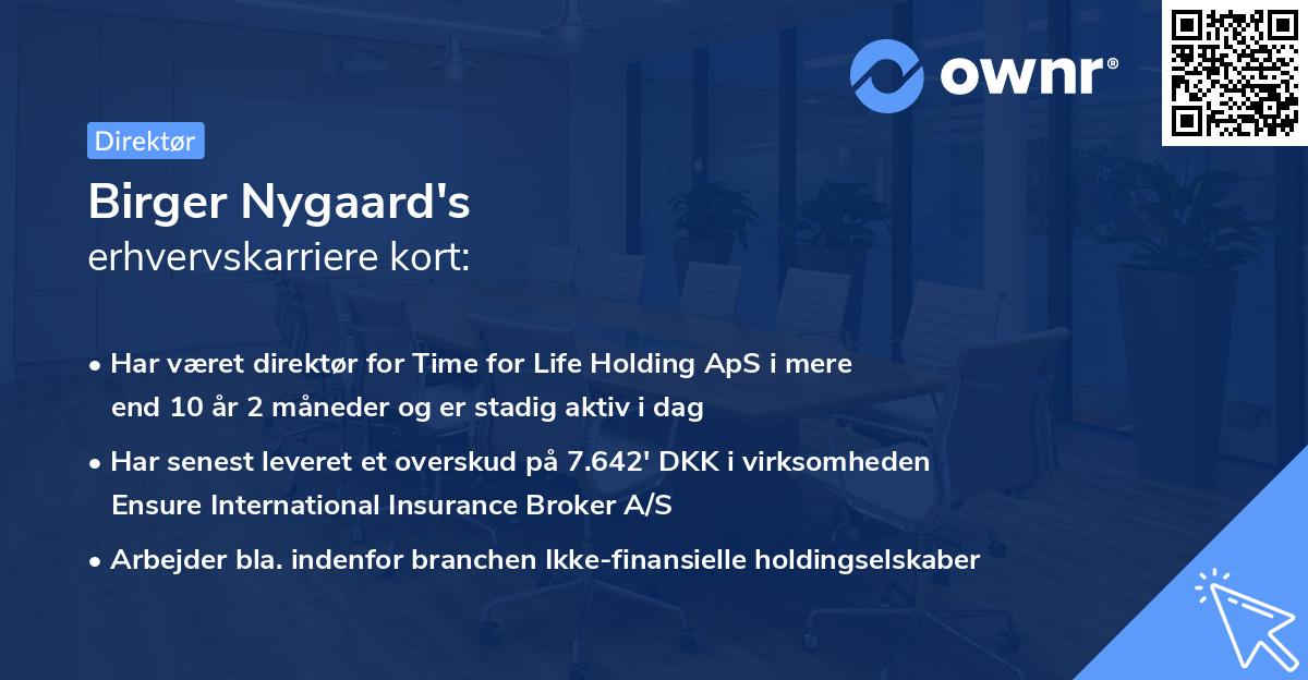 Birger Nygaard's erhvervskarriere kort