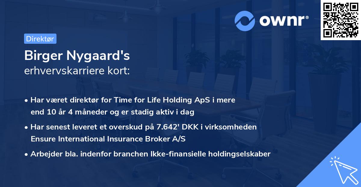 Birger Nygaard's erhvervskarriere kort