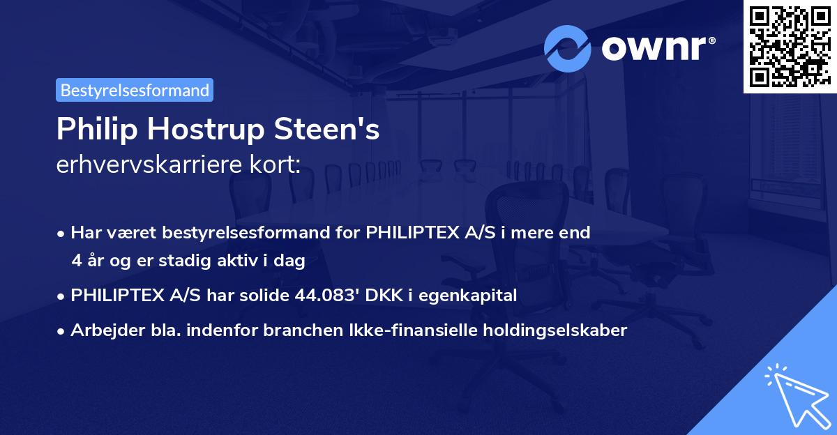 Philip Hostrup Steen's erhvervskarriere kort