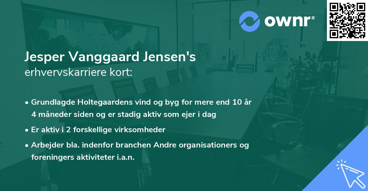 Jesper Vanggaard Jensen's erhvervskarriere kort