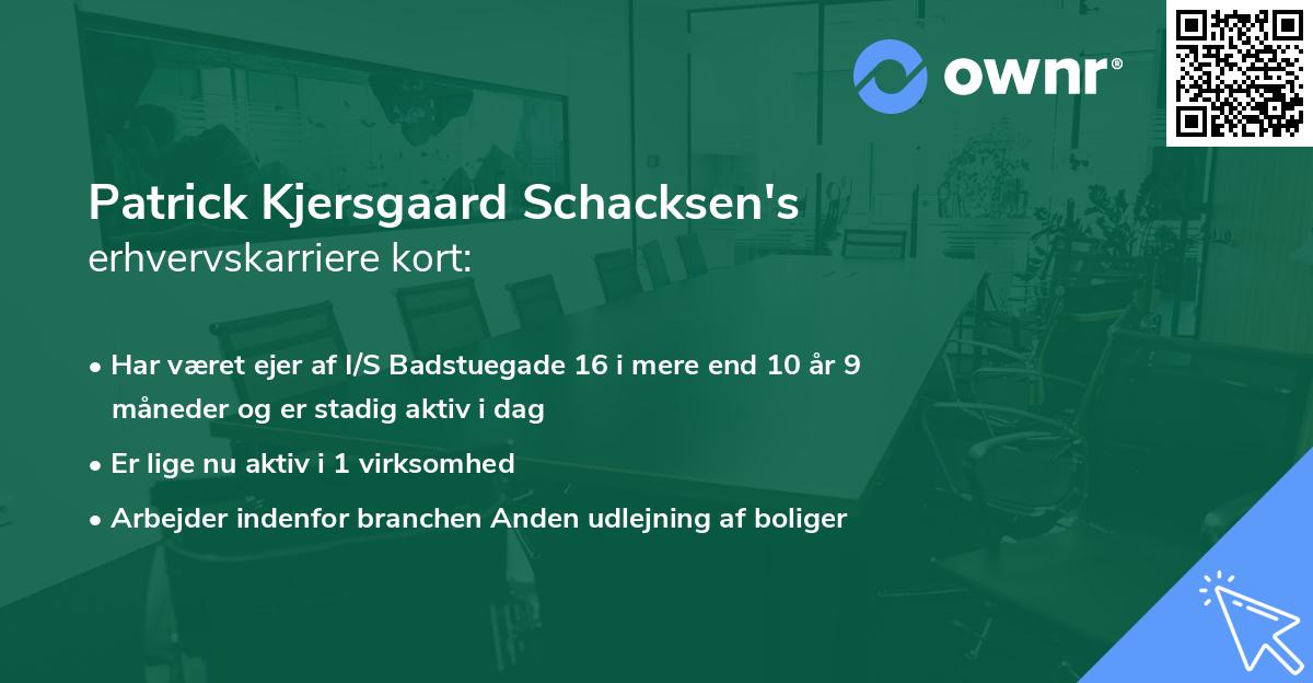 Patrick Kjersgaard Schacksen's erhvervskarriere kort