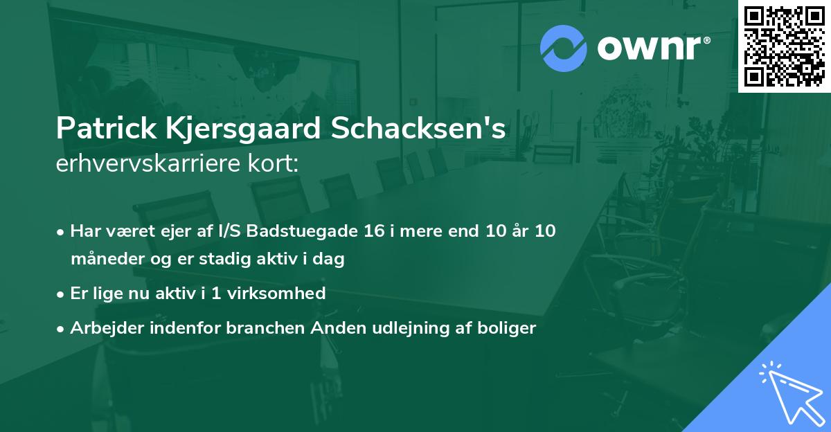 Patrick Kjersgaard Schacksen's erhvervskarriere kort
