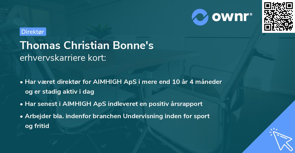 Thomas Christian Bonne's erhvervskarriere kort
