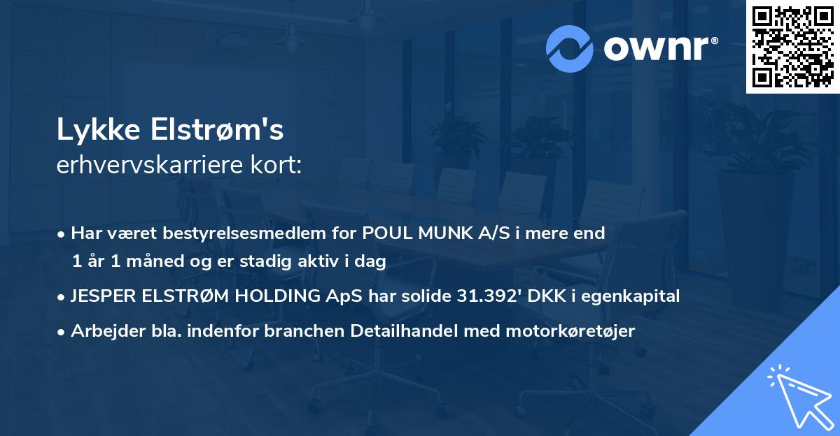 Lykke Elstrøm's erhvervskarriere kort