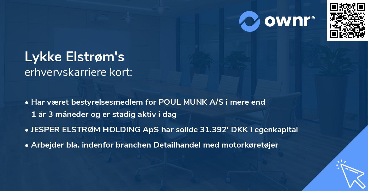 Lykke Elstrøm's erhvervskarriere kort