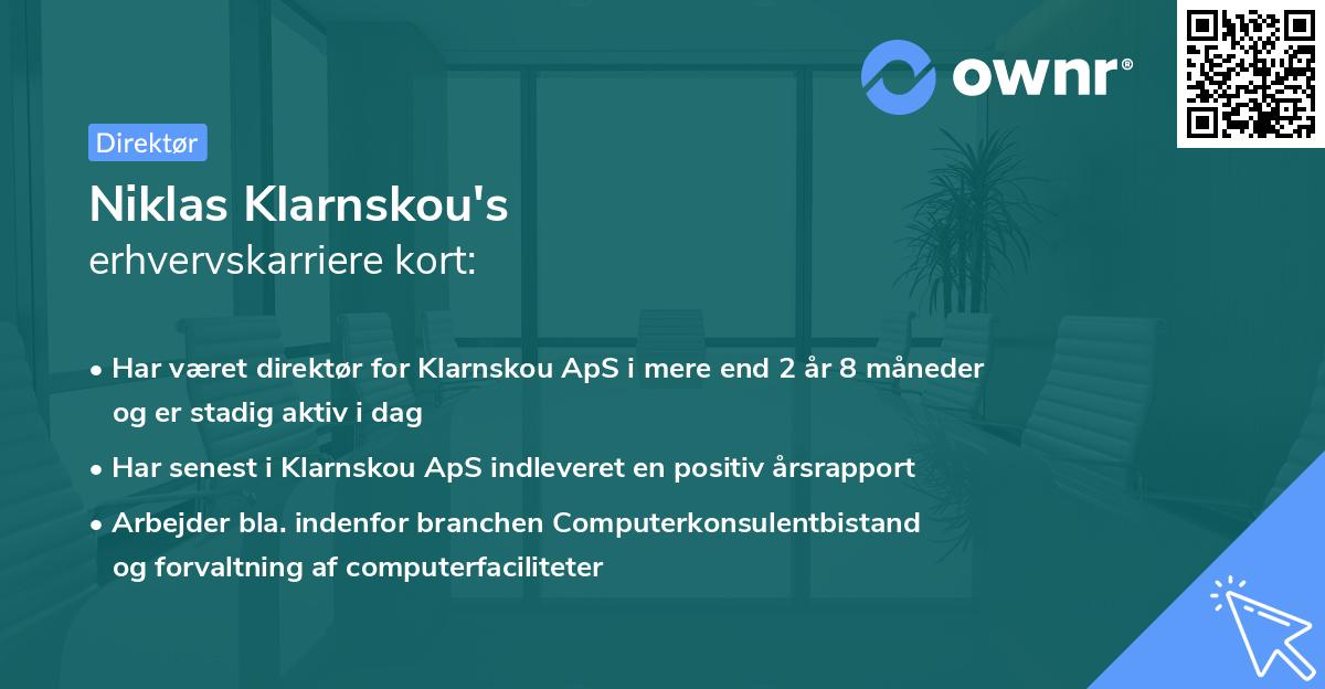 Niklas Klarnskou's erhvervskarriere kort