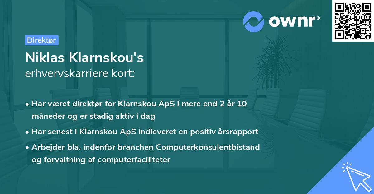 Niklas Klarnskou's erhvervskarriere kort