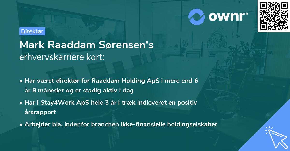 Mark Raaddam Sørensen's erhvervskarriere kort