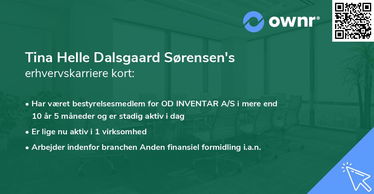 Tina Helle Dalsgaard Sørensen's erhvervskarriere kort