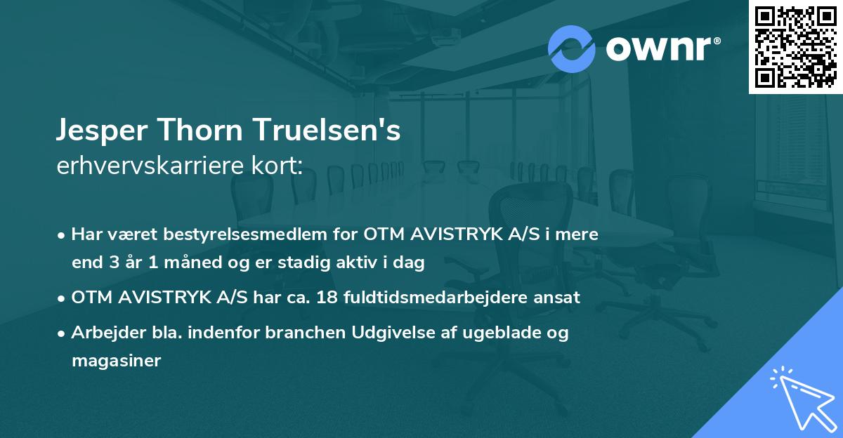 Jesper Thorn Truelsen's erhvervskarriere kort