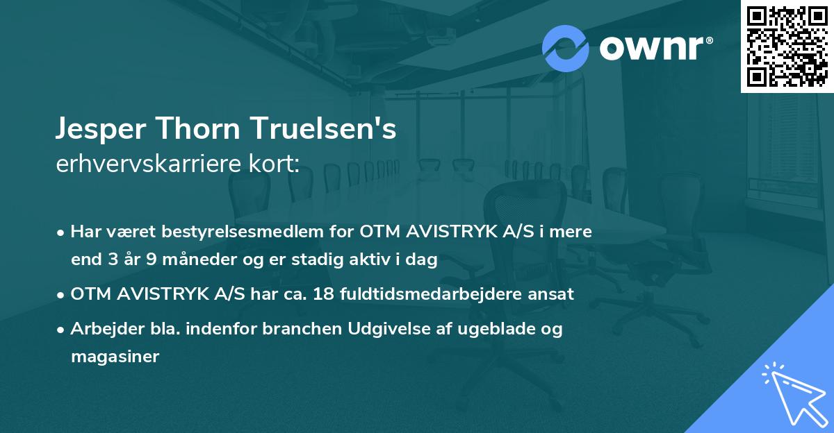 Jesper Thorn Truelsen's erhvervskarriere kort