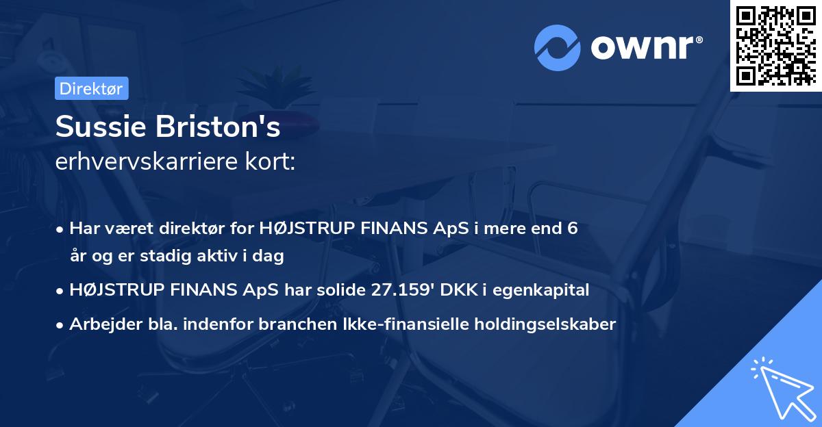 Sussie Briston's erhvervskarriere kort