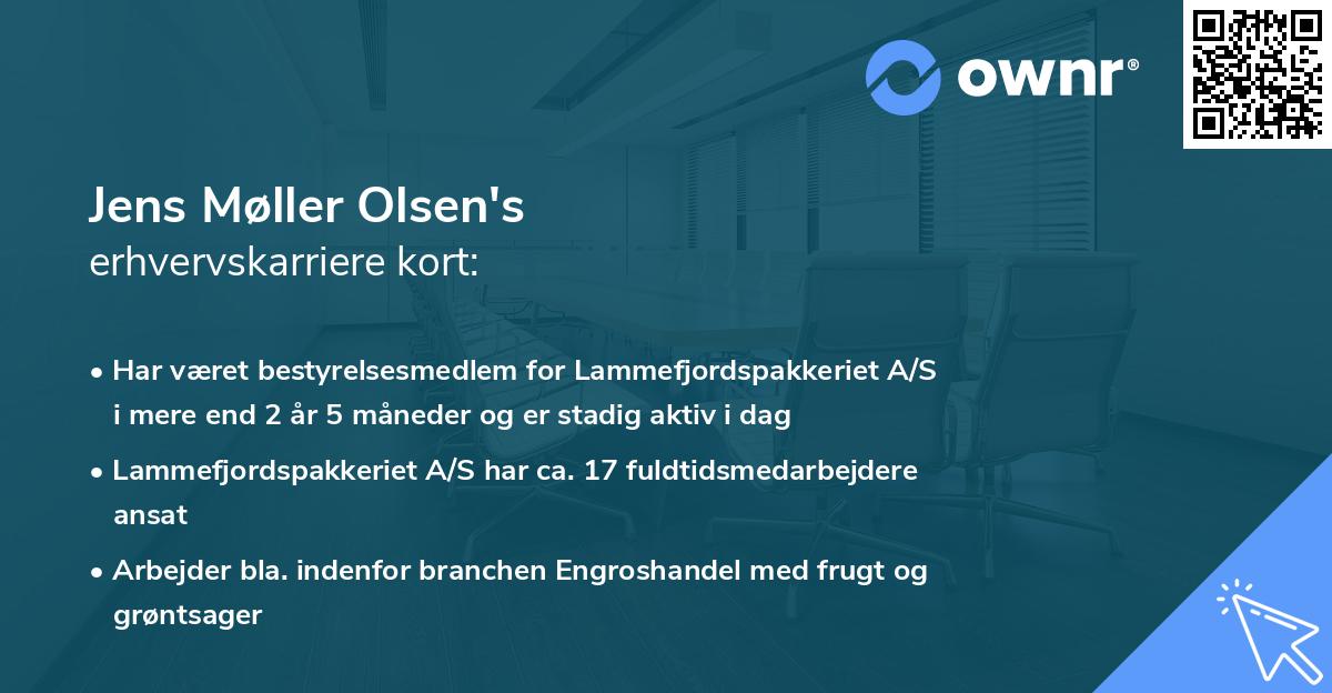 Jens Møller Olsen's erhvervskarriere kort