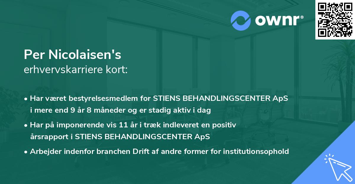 Per Nicolaisen's erhvervskarriere kort