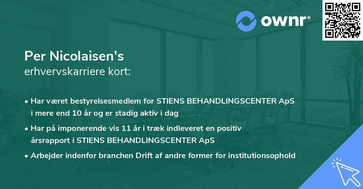 Per Nicolaisen's erhvervskarriere kort