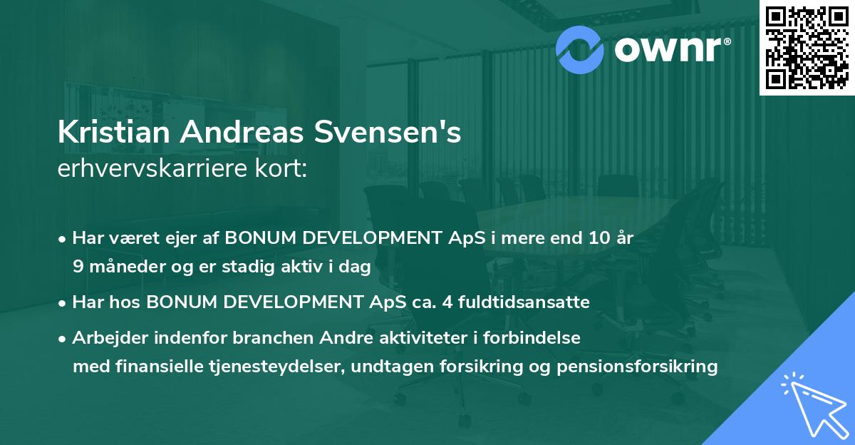 Kristian Andreas Svensen's erhvervskarriere kort