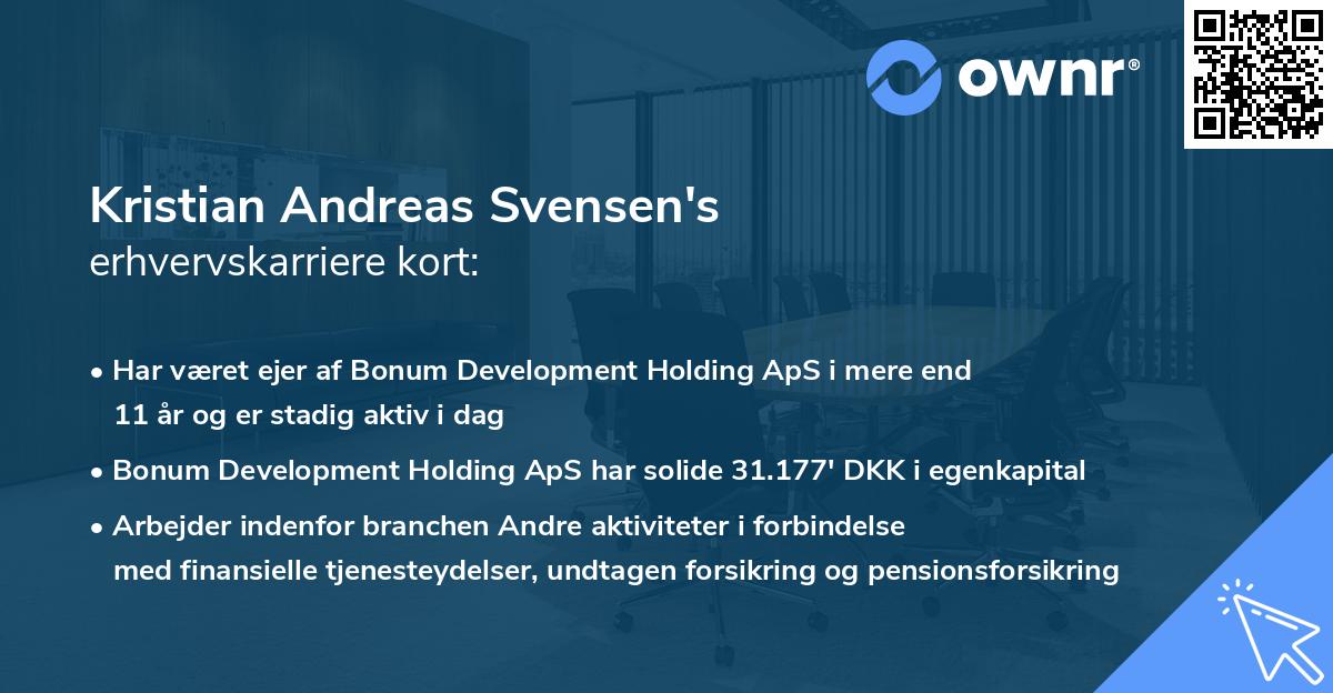 Kristian Andreas Svensen's erhvervskarriere kort