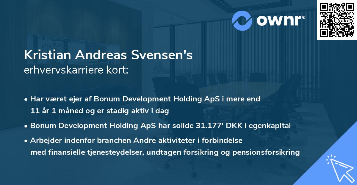 Kristian Andreas Svensen's erhvervskarriere kort