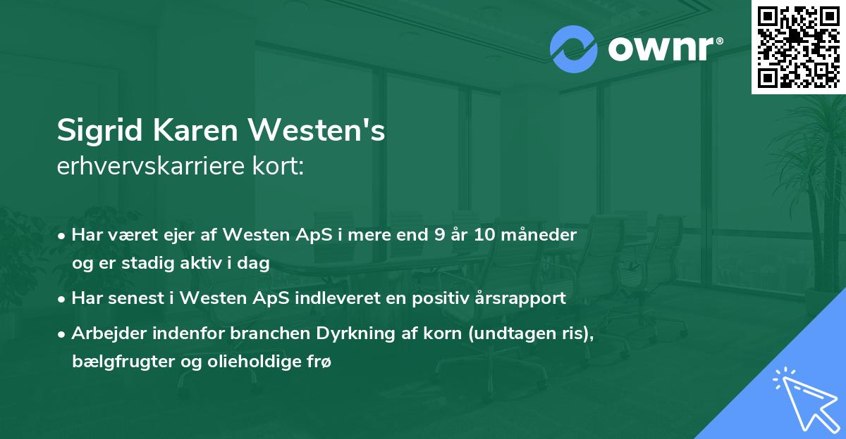 Sigrid Karen Westen's erhvervskarriere kort
