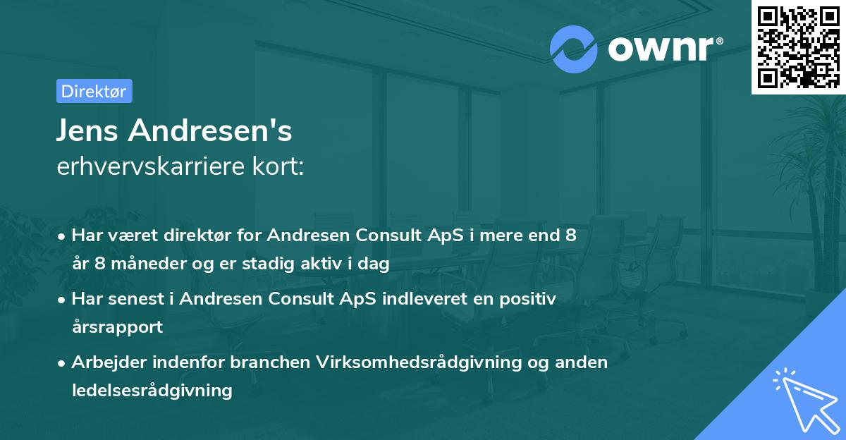 Jens Andresen's erhvervskarriere kort