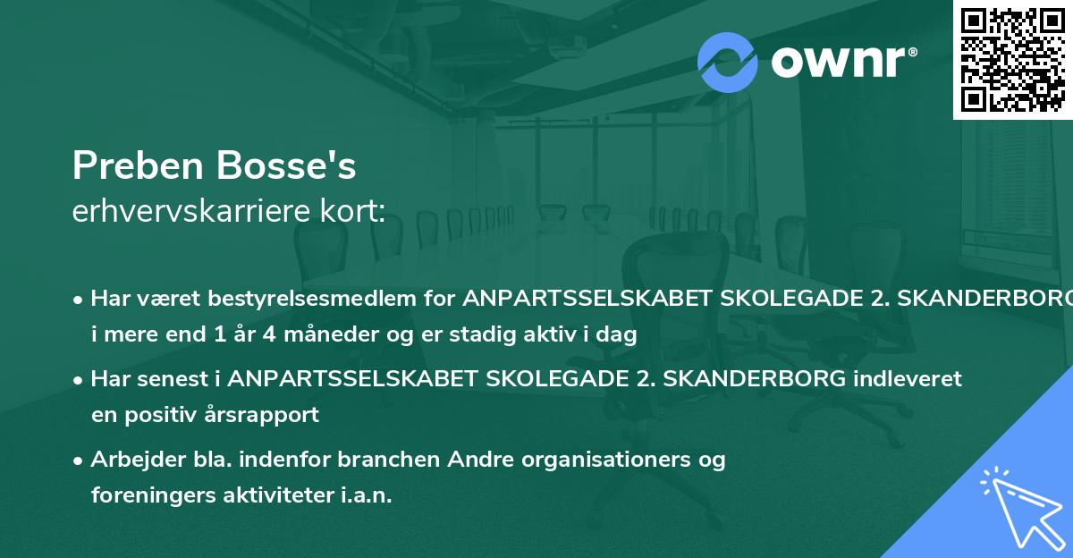 Preben Bosse's erhvervskarriere kort