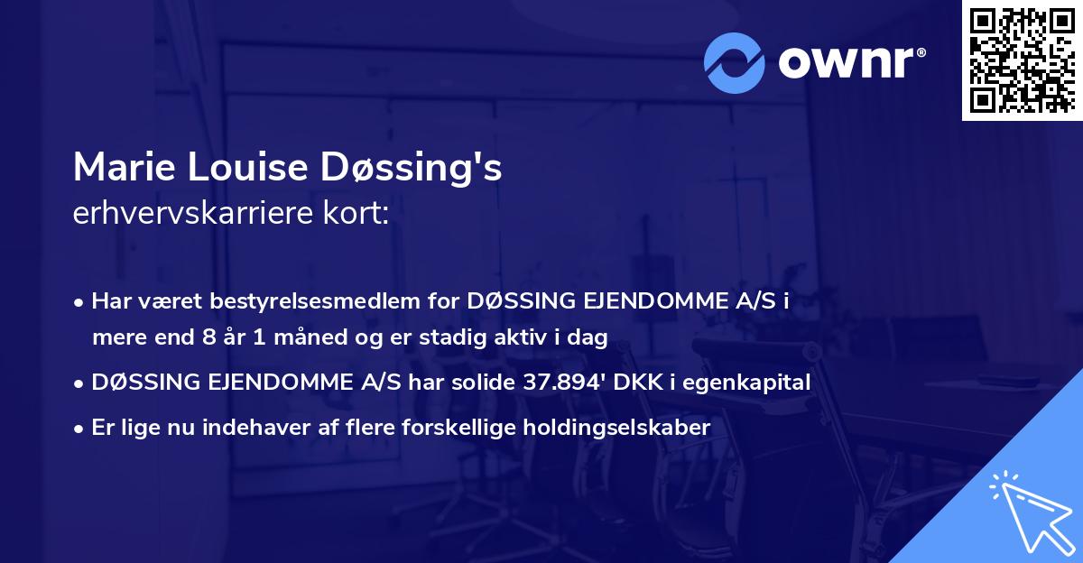 Marie Louise Døssing's erhvervskarriere kort