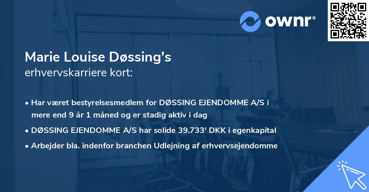 Marie Louise Døssing's erhvervskarriere kort