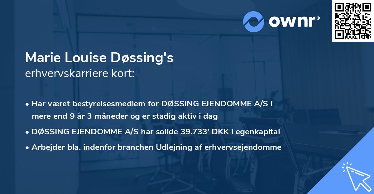 Marie Louise Døssing's erhvervskarriere kort