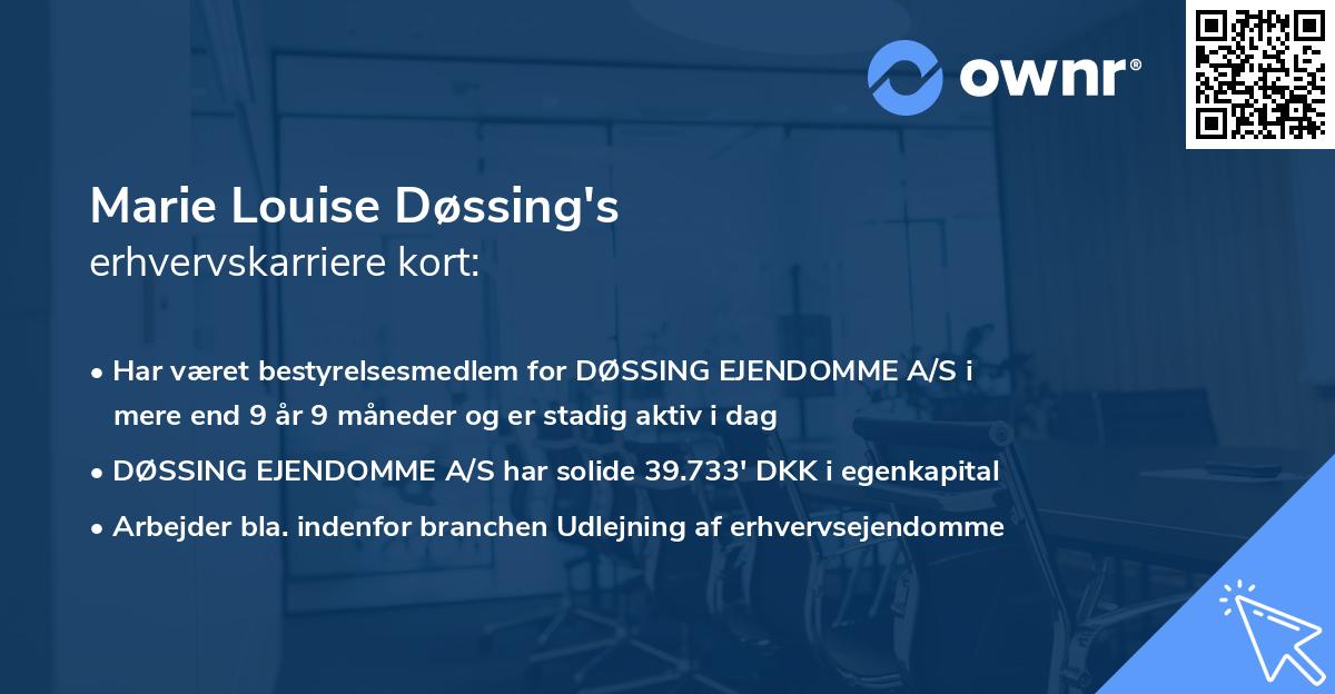 Marie Louise Døssing's erhvervskarriere kort