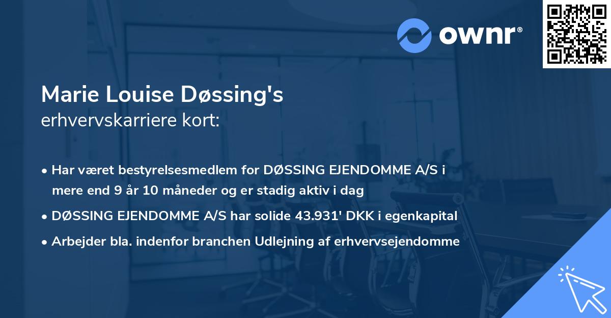 Marie Louise Døssing's erhvervskarriere kort