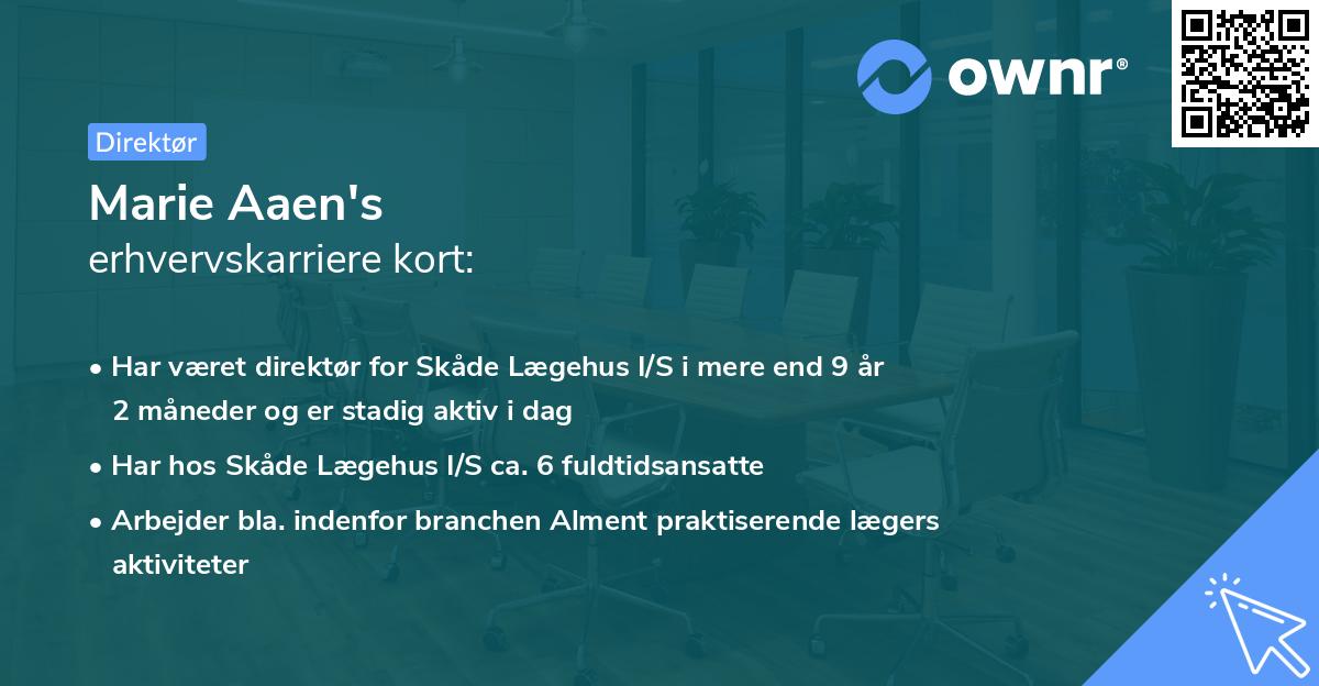 Marie Aaen's erhvervskarriere kort