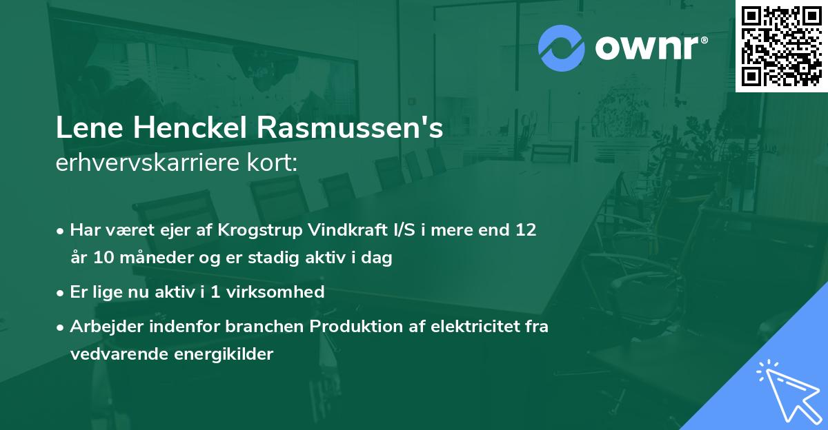 Lene Henckel Rasmussen's erhvervskarriere kort