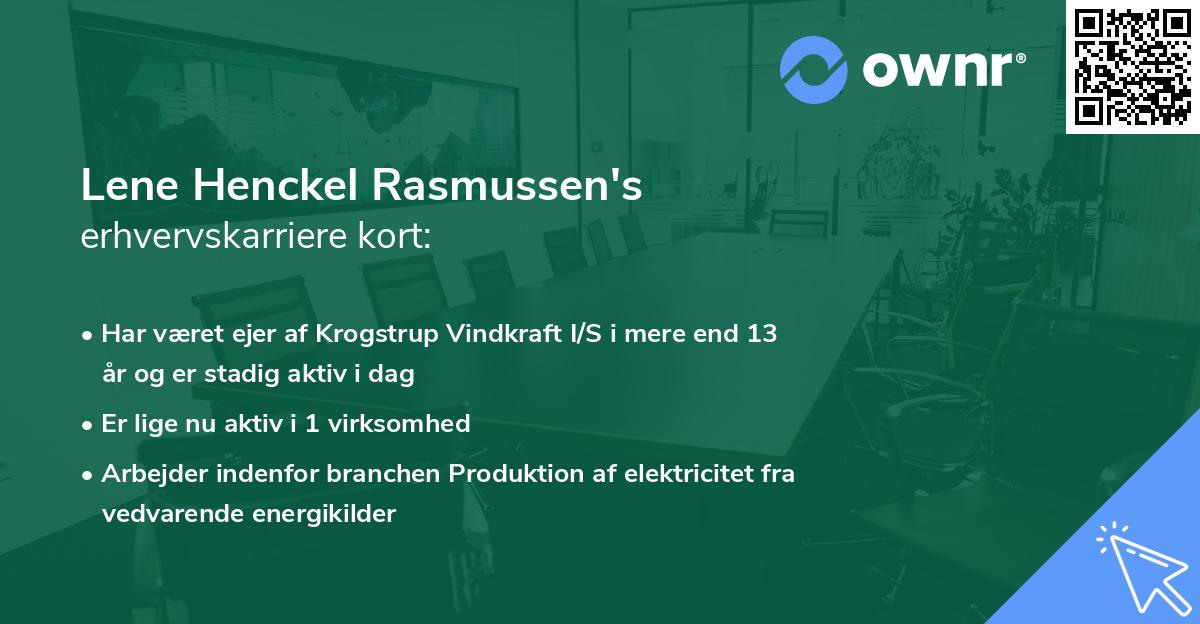 Lene Henckel Rasmussen's erhvervskarriere kort