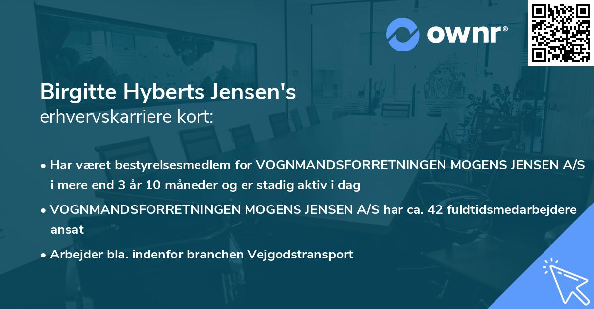 Birgitte Hyberts Jensen's erhvervskarriere kort