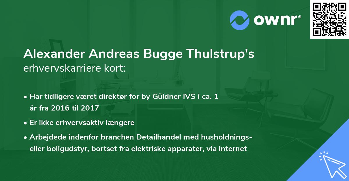 Alexander Andreas Bugge Thulstrup's erhvervskarriere kort