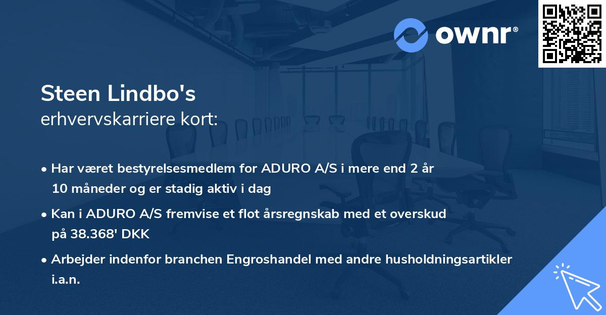 Steen Lindbo's erhvervskarriere kort