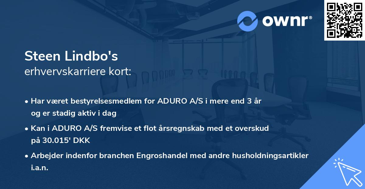 Steen Lindbo's erhvervskarriere kort