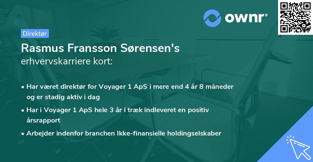 Rasmus Fransson Sørensen's erhvervskarriere kort