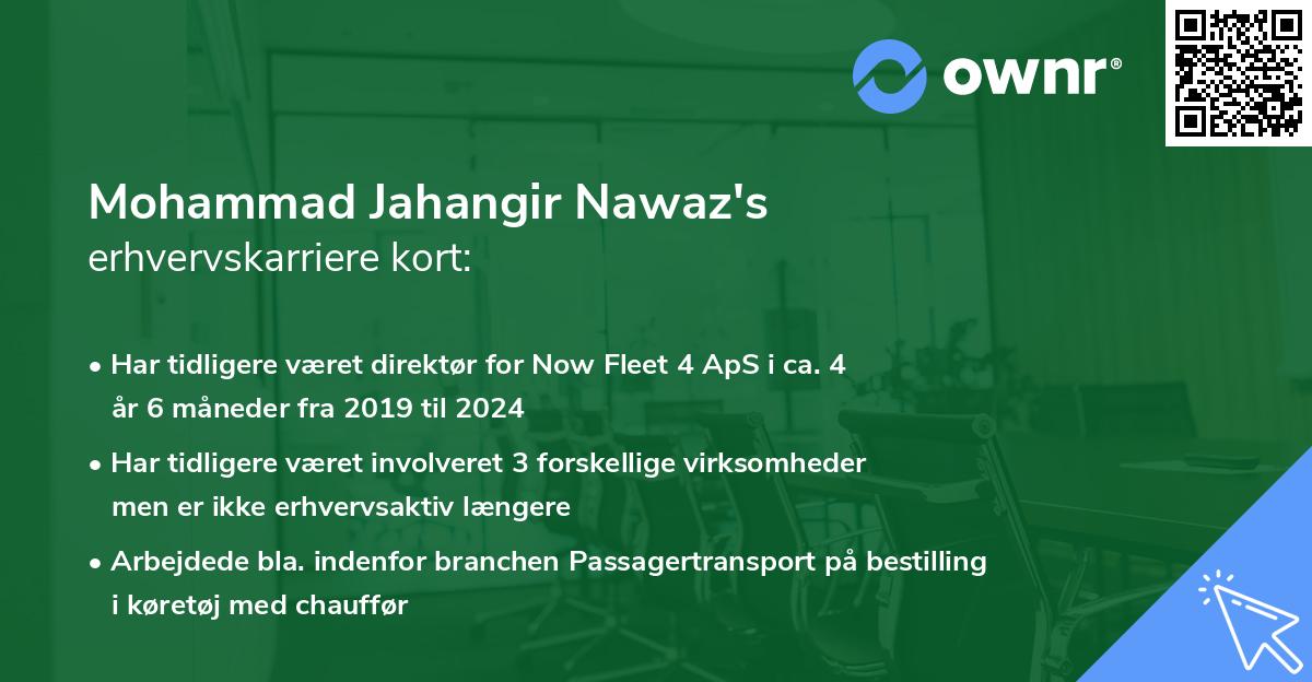 Mohammad Jahangir Nawaz's erhvervskarriere kort