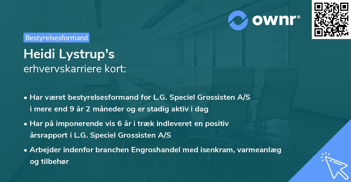 Heidi Lystrup's erhvervskarriere kort