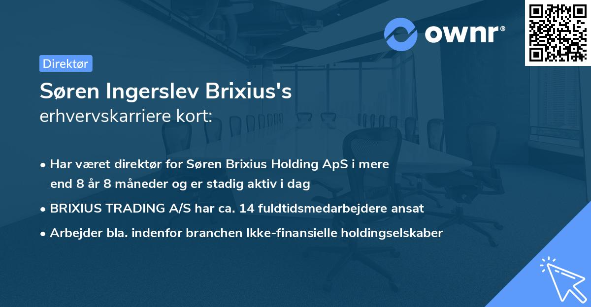 Søren Ingerslev Brixius's erhvervskarriere kort